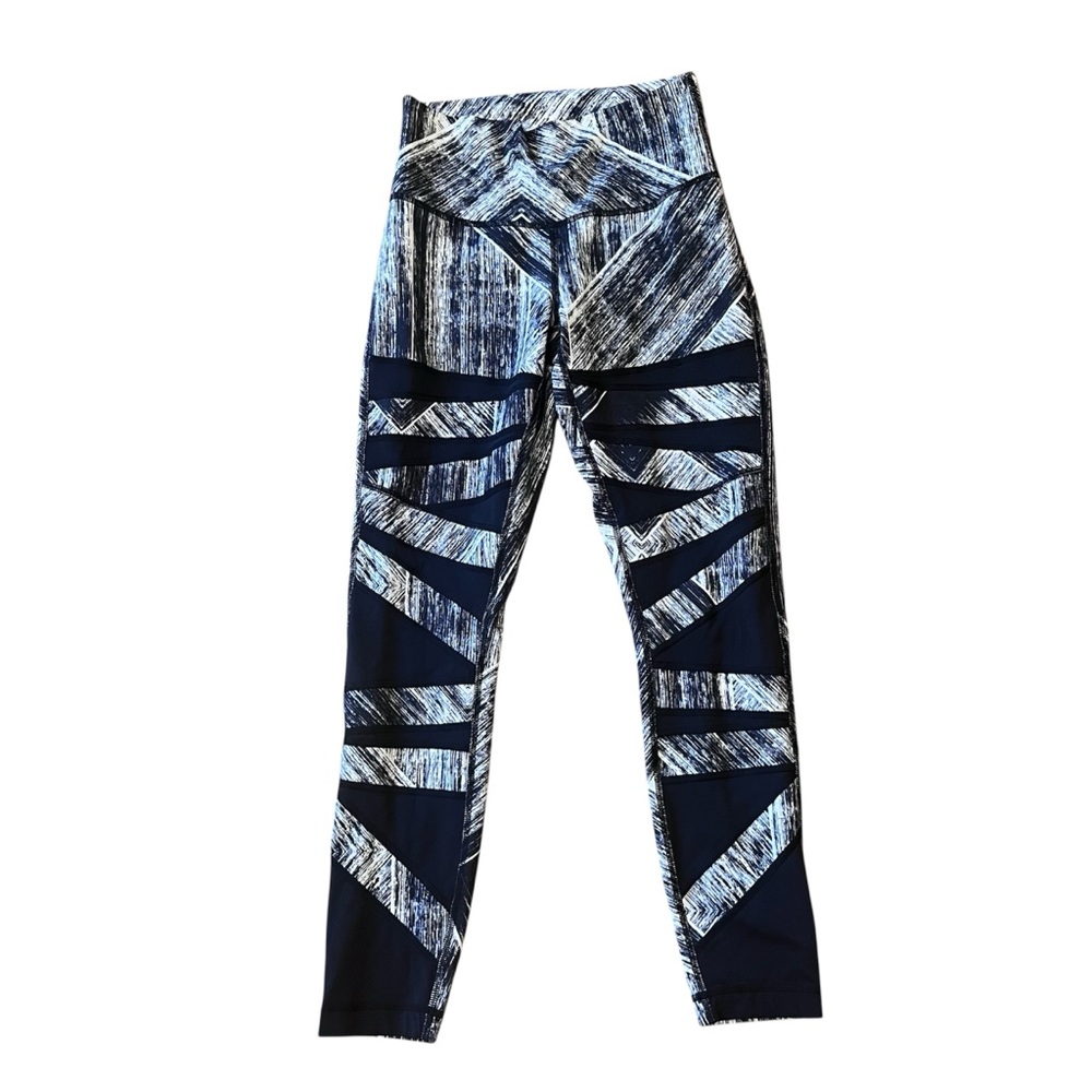 Lululemon Athletica High Times Black and White Heat Wave Mesh Leggings Size 6